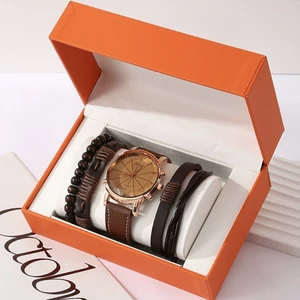 Men's Quartz Watch Bracelet Gift Set Wholesale Hot Sale Fashion Accessory Perfect Present for Father's Day Men's Day