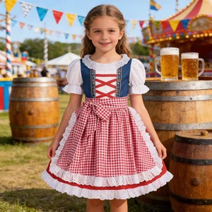 Wholesale Oktoberfest Dirndl Dress, Customizable Bavarian Beer Festival Costume for Girls, OEM/ODM Available