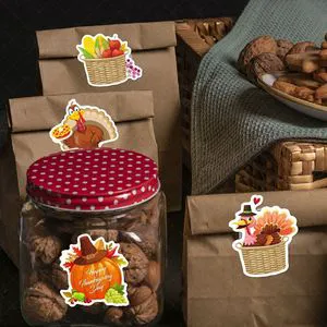 Harvest Festival Pumpkin Stickers for Thanksgiving Decorations Cartoon Creative Adhesive Booklet Tableware Decorations Parties