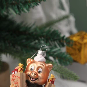 Advanced Handmade Glass Crafts Chef Cartoon Pig Festival Decoration, Used for Unique Holiday Gifts and Themed celebrations