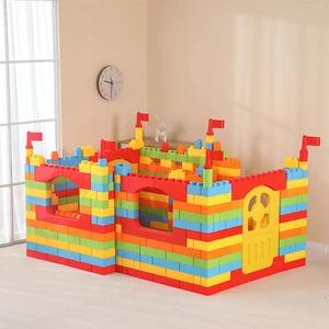 Children's Colorful Houses Large Particle Blocks Plastic Building Blocks Castles Kids ConstructionToy Kindergarten Puzzle Toys