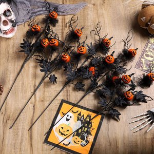 Top 10 Best-Selling New Halloween Decorations Black Horror Pumpkin Pruning Flower Bouquet for Home Party Ornaments