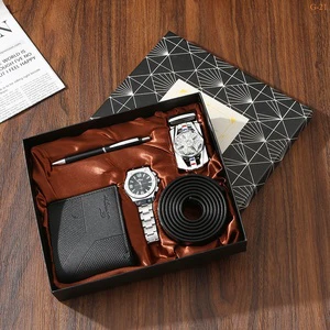 Promotional Gift Sets for Men Wallet Belt Quartz Watch Sunglasses Perfect Gift for Father's Day or Valentine's Day