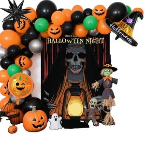 New Halloween Series Black and Orange Party Balloon Set Halloween Background Cloth Theme Decoration