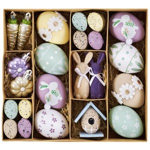 EAGLEGIFTS One-stop Easter Holiday Supplies Hot Sale Gift Set Seasonal Spring Colorful Easter Eggs Flocked Bunny Eco-friendly