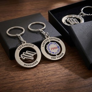 Rotating Keychains Custom Logo: Personalized Text Promotional Business Gifts For Corporate Company