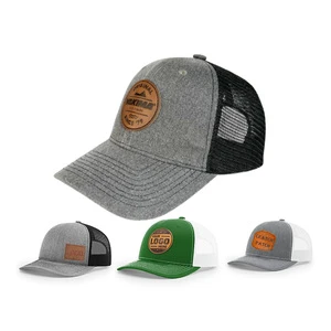 HN11 High Quality Plain Mesh Gorras 112 Style Cap Six Panel Snapback Cotton Mesh Trucker Hats With Leather Patch
