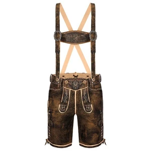 2024 New Design Men's Bavarian German Lederhosen Outfit High Quality Traditional Octoberfest Attire Solid Pattern 6XL Size Price