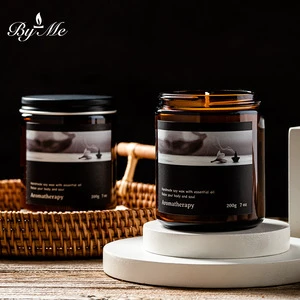 BYME Scented Series Large Brown-Cup Soy Wax Handmade Smoke-Free Scented Candle for Home Bedroom Desktop Decoration