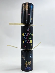 12in Happy New Year Party Crackers - Neon Firework & DJ Design Festive Favors