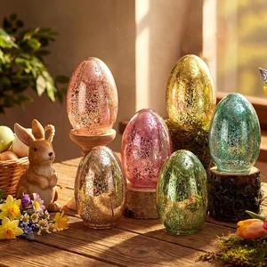 Glass Easter Eggs Mercurized Surface-Pastel Colors Easter/Spring/Party Decor Indoor Use