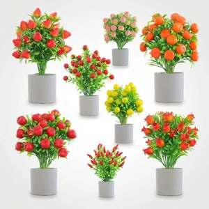 Realistic Mini Artificial Fruit Potted Plant Simulated Bonsai for Indoor Home Office Desktop Decor Nordic Style Ornament