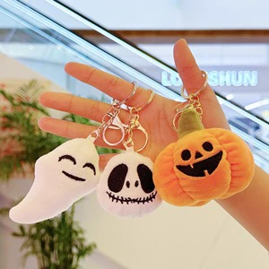 Holiday Products Halloween Decoration Items Mini Stuffed Soft Skull Keyring Plush Ghost Toys Keychain