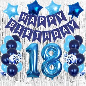 Adult Blue Theme Birthday Balloon Set Latex Party Supplies Decoration Kit for Parties