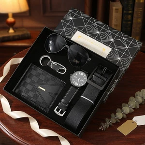 Custom Logo Gift Set for Men's Business: Sunglasses, Belt, Watch, Valentine's Day and Father's Day Gift for Dad
