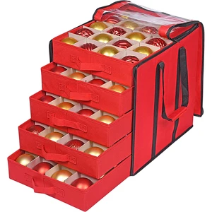 Foldable Large Christmas Gift Decoration Storage Christmas Ornament Storage Boxes With Dividers 5 Separate Trays