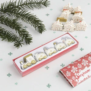 Christmas Handmade Products Dining Table Decorations Family Children's Gifts Cute Statues Toys White Gold Wooden Trains