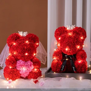 Eternal Rose Bear 520 Valentine's Day Mother's Day Gift Girlfriend Artificial Realistic Flower Bouquet Birthday Small Gift Soft