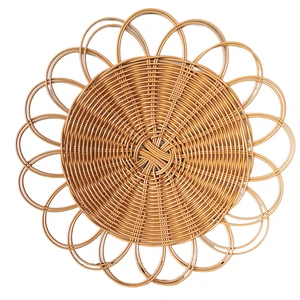 Hand Woven Bohemian Imitation Rattan Flower Placemat Non-slip Decorative For Kitchen Home Hotel Restaurant