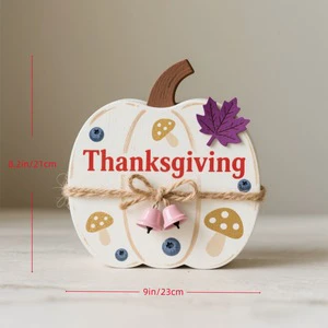 Thanks Giving Wooden Pumpkin Ornaments Halloween Festival Decoration Tabletop Home Decorative Wood Pumpkin Handicrafts