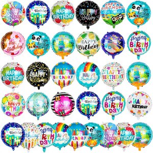 Glossy Mylar Star Design 18-Inch Round Foil Helium Balloon For Birthday Holiday Party Decorations