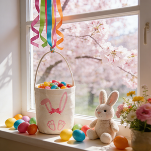 High King Factory Wholesale Classic Style Poly Linen Easter Tote Gift Bags Party Decorations Kids Basket Bags Personalized Bunny