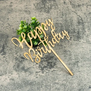 Wholesale Popular Girls Stars Birthday Cake Topper Set Bamboo Happy Birthday Cake Decorating Supplies Baking Products