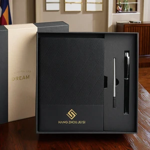 Luxury Hardcover Meeting Custom Logo Notebooks Agenda Leather Notebook Pen Sets Corporate Souvenir Gifts with Gift Box Gift Sets