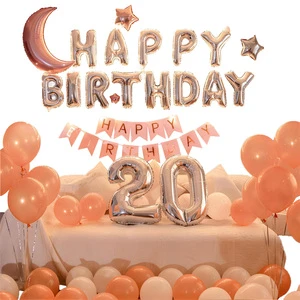 1 Birthday Party Decorations Supplies Kids Adult Happy Birthday Balloon Set Rose Gold Moon Foil Balloon Kit Complete Set