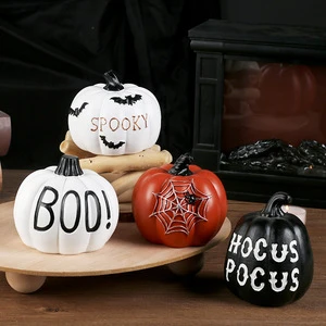Halloween Ins Style Pumpkin Resin Handmade Figurine Ornaments for Desktop and Garden Horror Atmosphere Decoration Crafts
