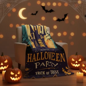 Custom Happy Halloween Digital Permeate Printed Eco-Friendly 330 GSM Soft Flannel Fleece Throw Blanket Personalized Hot Selling