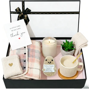 Lunaire 9-Piece Cozy Gift Set With Blanket Scented Candle & Mug Premium Gift Box For Guest Gifts Birthday