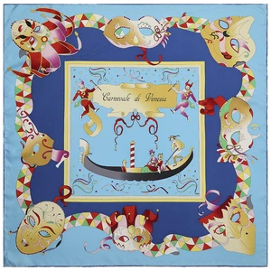 Simply Beautiful Venice Italy Carnival Scarf Carnevale Di Venezia Headscarf Gondola Gift Neck Scarf Custom Silk Souvenir Scarf