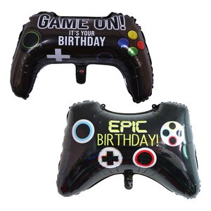 Joy Balloon Black Game Console Handle Aluminum Film Inflatable Toy 24 Bit 4 Color Silk Screen Adult Birthday Party Props