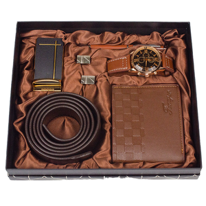HBC Custom Business Gift Set for Men Exquisite PU Wallet & Key Wallet with UV Printing and Belt for Father's Day
