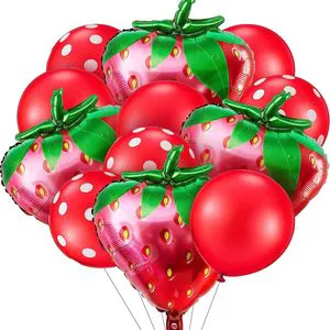 Children's Strawberry-Themed Birthday Party Decorative Arrangement Single Fruit Theme Aluminum Film Latex Balloon Chain Package