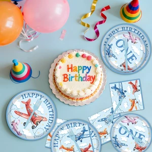 Airplane 1st Birthday Party Tableware Set Children Birthday Disposable Party Supplies Baby Shower Party Decorations Supplies