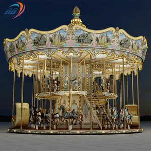 Luxury Fairground Attractions Double Decker Carousel Horses Ride Antique Merry Go Round For Sale