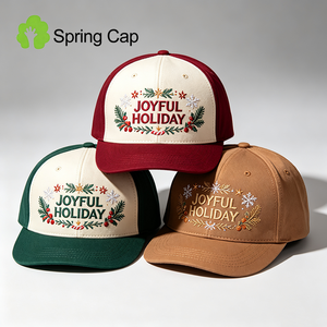 Low MOQ Custom Merry Christmas Baseball Cap With Embroidery Logo Festive Holiday Hat For Christmas Party Gift And Winter Wear
