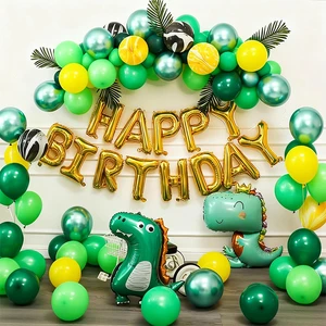 1 Cute Dinosaur Foil Balloon Happy Birthday Balloon Set Kids' Birthday Party Background Wall Decoration and Event Setup Supplies