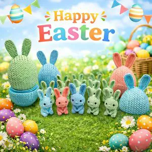 Custom Wholesale Cute Crochet Bunny Egg Wooden Toys Knitted Easter Egg Container with Bunny Ears-Storage for Easter