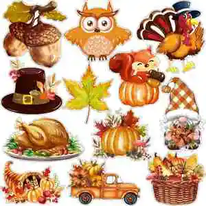 12 Pieces Anniversary Harvest Decoration Magnets Fall Autumn Signs Holiday Ornaments Eco-Friendly Customizable Fridge Magnets