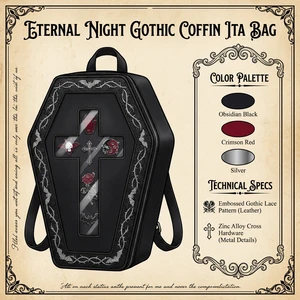 Custom Unique Gothic Coffin Ita Bag PU Leather Embossed Lace Cross Hardware Shoulder Bag For Halloween Concerts Daily Goth Style