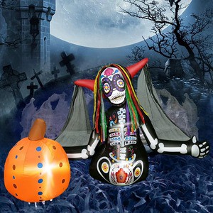 Halloween Inflatable Cartoon Inflatables with Skeletons, Zombies, Brides, Pumpkins, and LED-Lit Decorative Inflatables