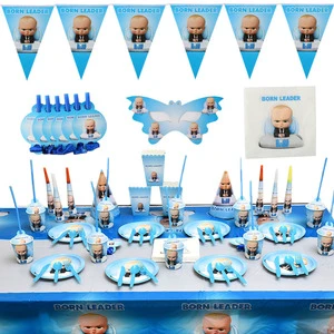 Baby BOSS Birthday Party Set Paper Tableware & Decoration Supplies for Children Party Favor