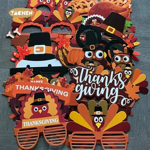 YACHEN Thanksgiving Day Party Decoration Funny Paper Glasses Photo Props Funny for Kids Adults Thanksgiving Party Favors