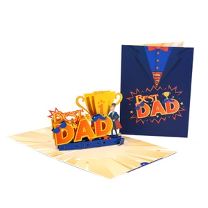 Father's Day Greeting Card - the Best Dad Handmade Creative Paper-cut Blessing Message Card Commemorative Gift Greeting Card