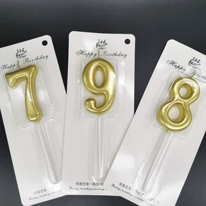 Wholesale Metallic 0-9 Birthday Number Candles Gold Cake Numeral Topper For Party Anniversary Wedding Decoration