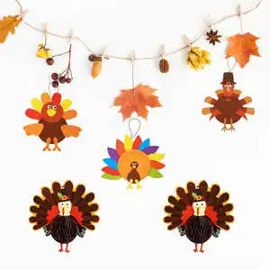 Thanksgiving Decorations DIY Toys Paper Turkey Door Hanging Ornament for Baby Shower Fall Autumn Harvest Party Supplies