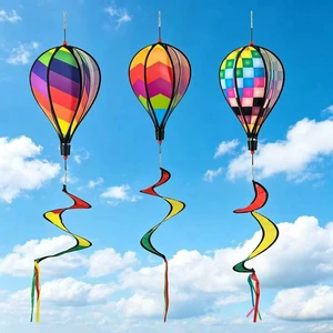 Source Factory PVC Hot Air Balloon Wind Spinner Weather Resistant Outdoor Hanging Decor Low MOQ Custom Rainbow Checkered Garden
